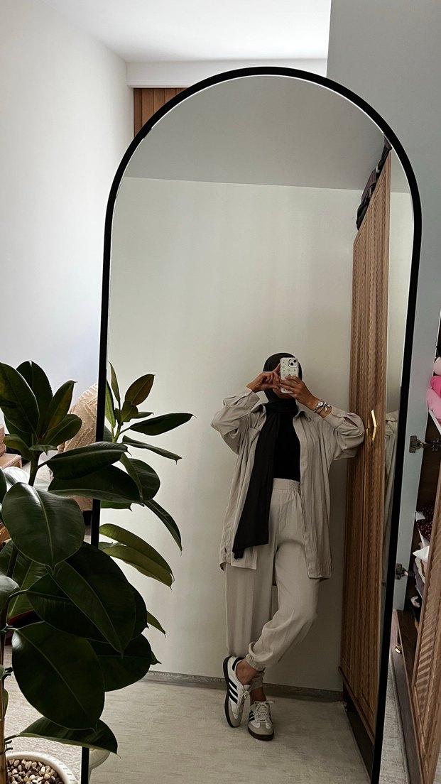 Bej Kadın Keten Takım Uzun Kollu - Görsel 3