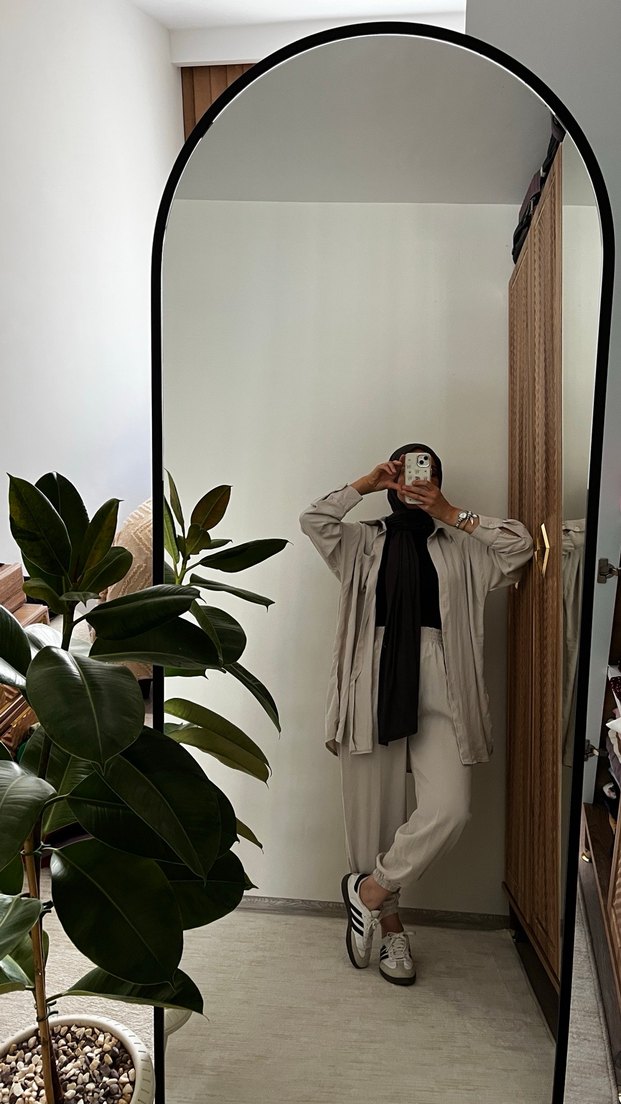 Bej Kadın Keten Takım Uzun Kollu - Görsel 2