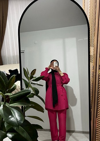 Uzun Kesim Pembe Kadın Takım - Görsel 4