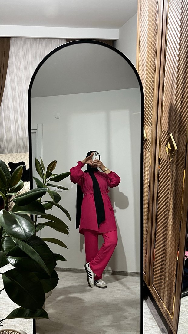 Uzun Kesim Pembe Kadın Takım - Görsel 3