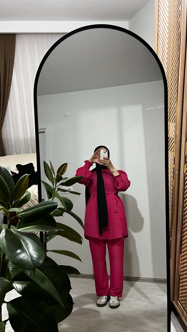 Uzun Kesim Pembe Kadın Takım - Görsel 4