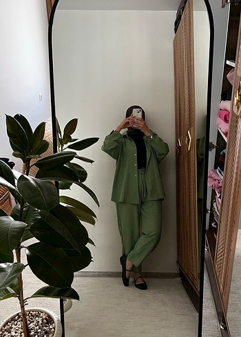 Kadın Haki Uzun Takım Elbise - Görsel 2