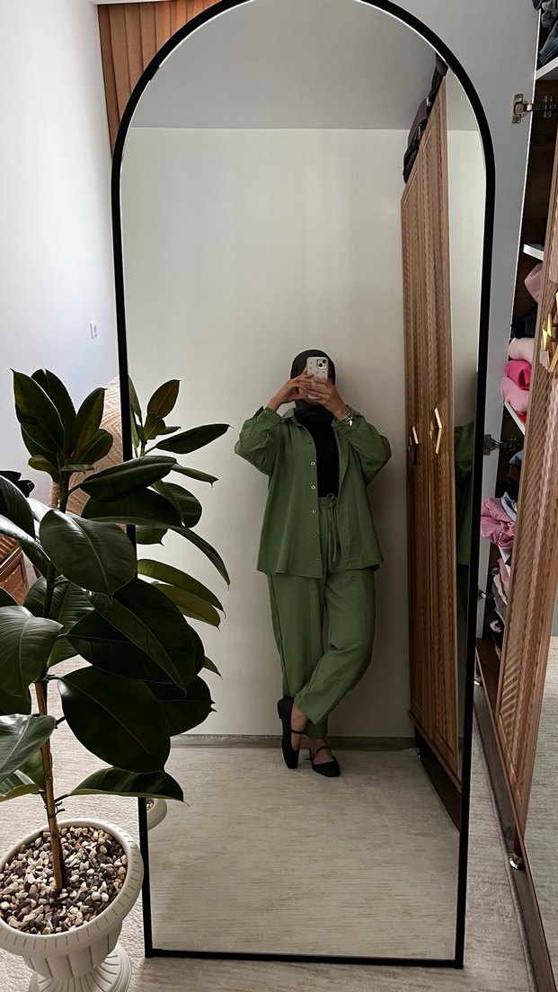 Kadın Haki Uzun Takım Elbise - Görsel 2