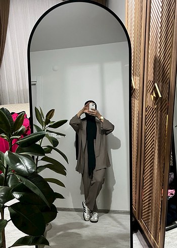 Gri Uzun Kollu Salaş Kadın Takım Elbise - Görsel 8