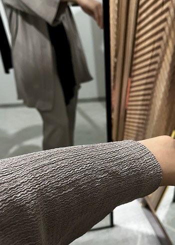 Gri Uzun Kollu Salaş Kadın Takım Elbise - Görsel 3