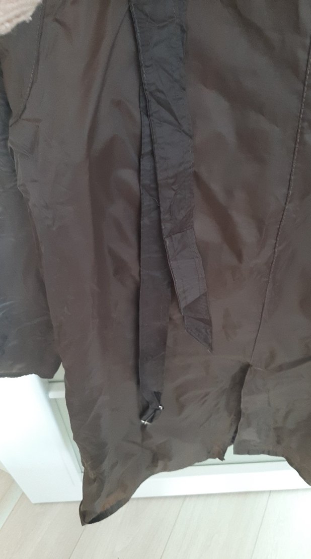 Düğmeli Kahverengi Midi Kadın Yağmurluk - Görsel 5