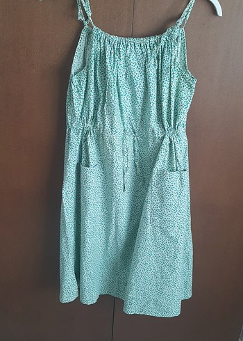 Yeşil Mini Askılı Bohem Elbise - Görsel 2