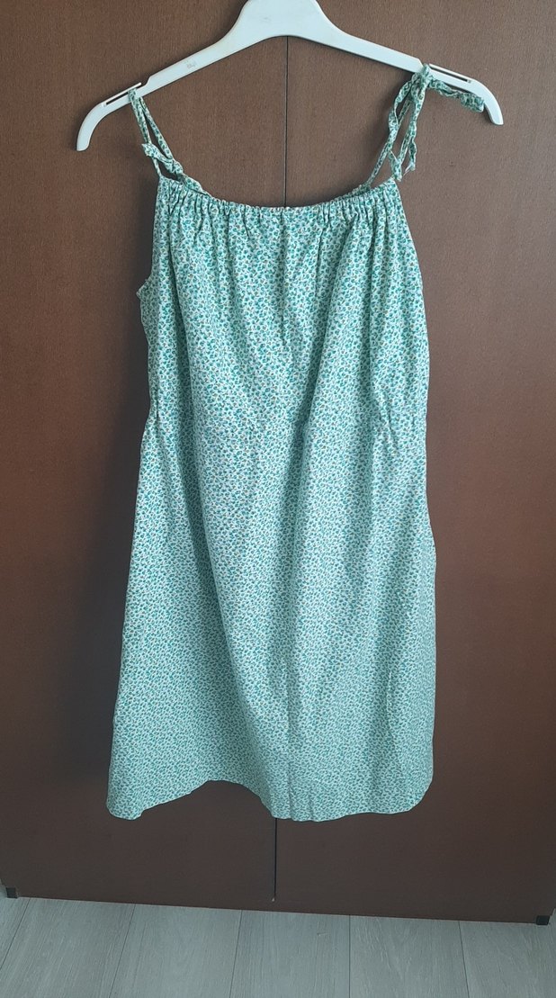 Yeşil Mini Askılı Bohem Elbise - Görsel 5