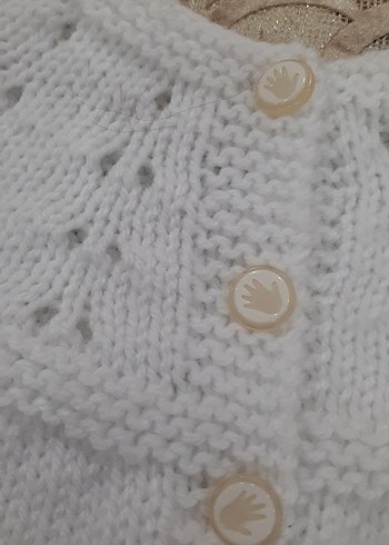 Kız Çocuk Beyaz Örgü Kolsuz Hırka - Görsel 2