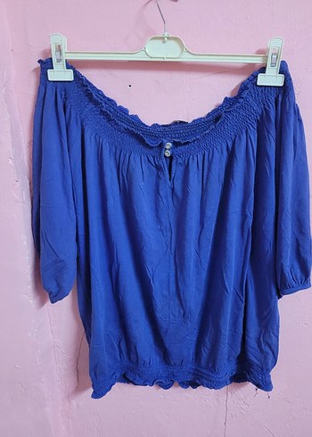 Mavi Düğmeli Bohem Kadın Bluz - Görsel 2