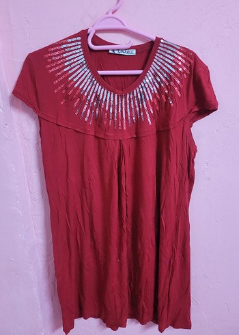 Kısa Kollu Kırmızı bluz - Görsel 2