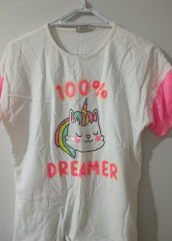 Kız Çocuk Pembe Baskılı Kısa Kollu Tişört - Görsel 2