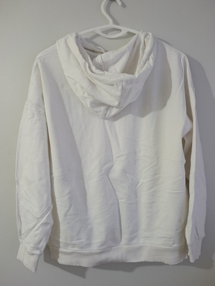 Kapüşonlu Beyaz Sweatshirt - Görsel 2