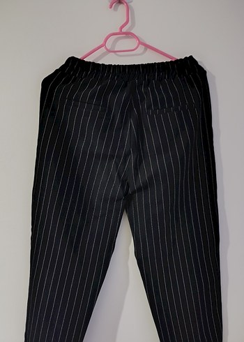Bshka Siyah Çizgili Kadın Kumaş Pantolon - Görsel 3