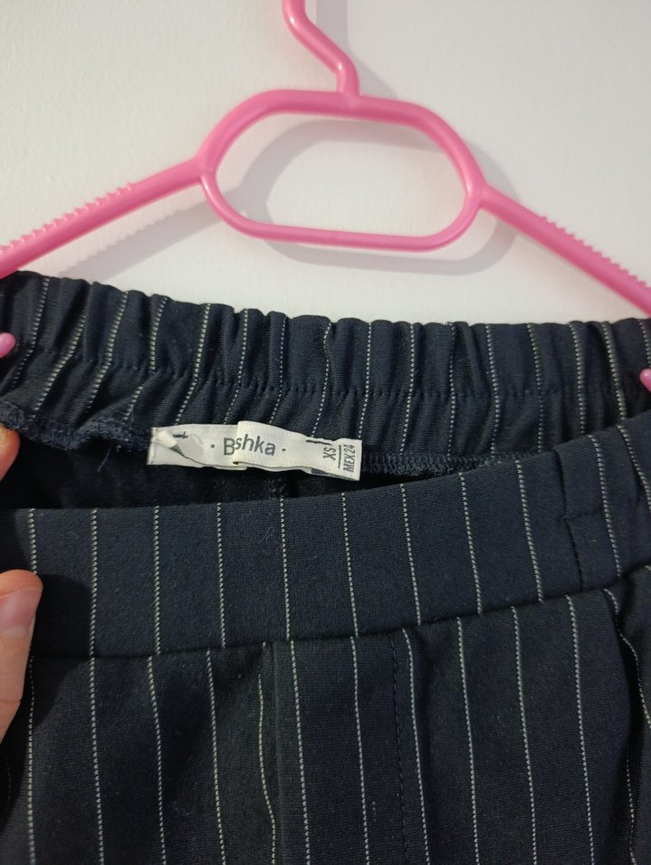 Bshka Siyah Çizgili Kadın Kumaş Pantolon - Görsel 2