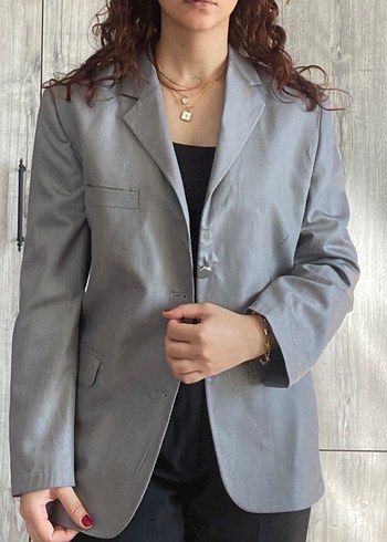 Diğer Düğmeli Gri Blazer Ceket