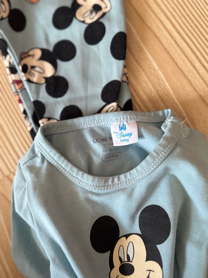 Mavi Uzun Kollu Bebek Takımı Mickey Desenli - Görsel 4