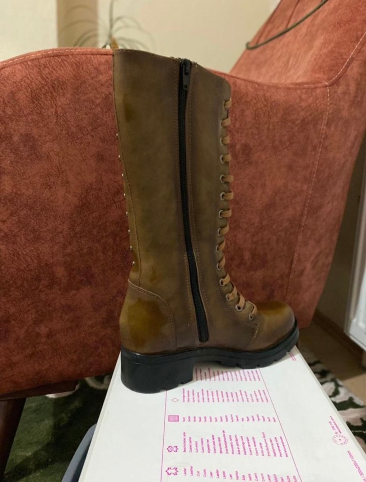 Kahverengi Süet Bağcıklı Stiletto Topuklu Kadın Bot - Görsel 3