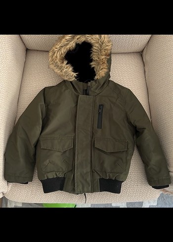 Kürk Detaylı Erkek Çocuk Kamuflaj Mont - Görsel 3