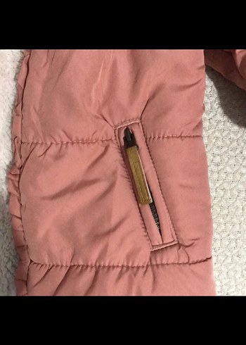 Kız Çocuk pudra Kapüşonlu Kürklü Mont - Görsel 4