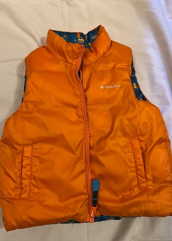 Quechua çift taraflı kullanım.Renkli Erkek Çocuk Fermuarlı Yelek - Görsel 3