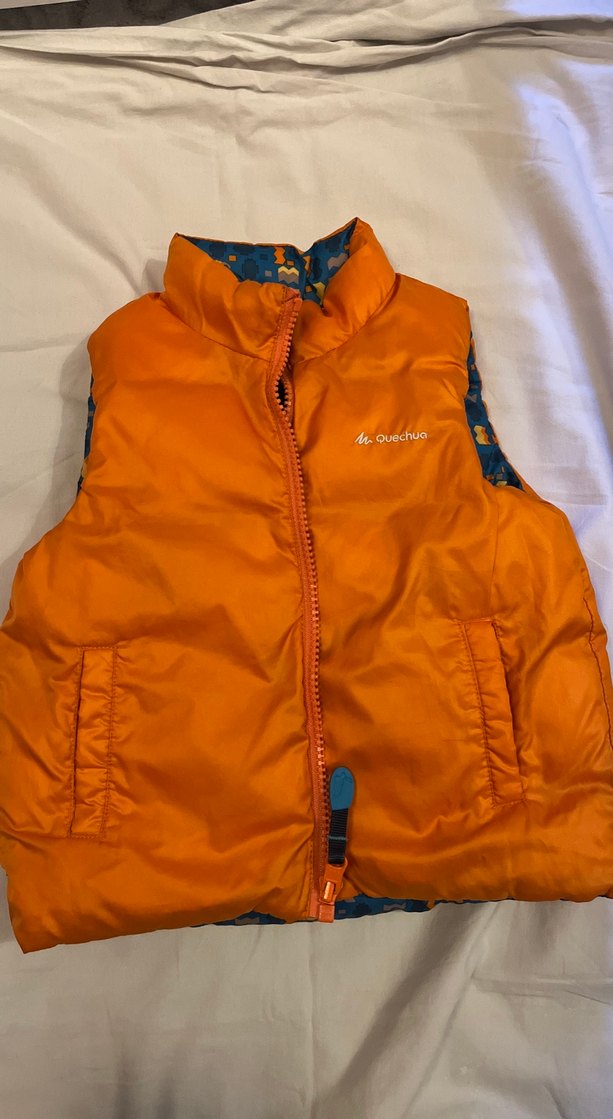 Quechua çift taraflı kullanım.Renkli Erkek Çocuk Fermuarlı Yelek - Görsel 3