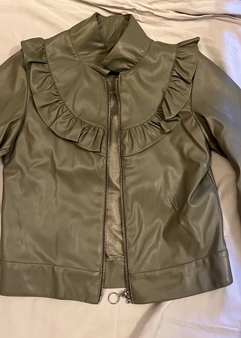 Kız çocuk Deri Ceket Fırfırlı - Görsel 2