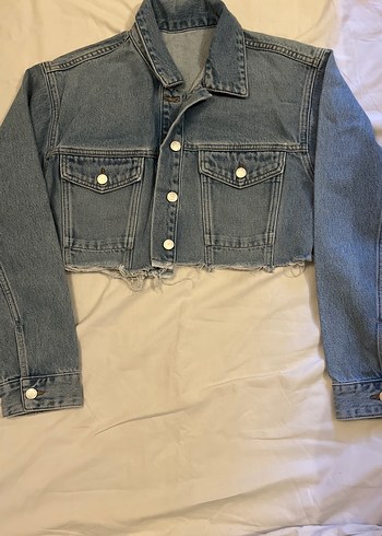 Pull & Bear kısa (cropped) kot ceket. - Görsel 2