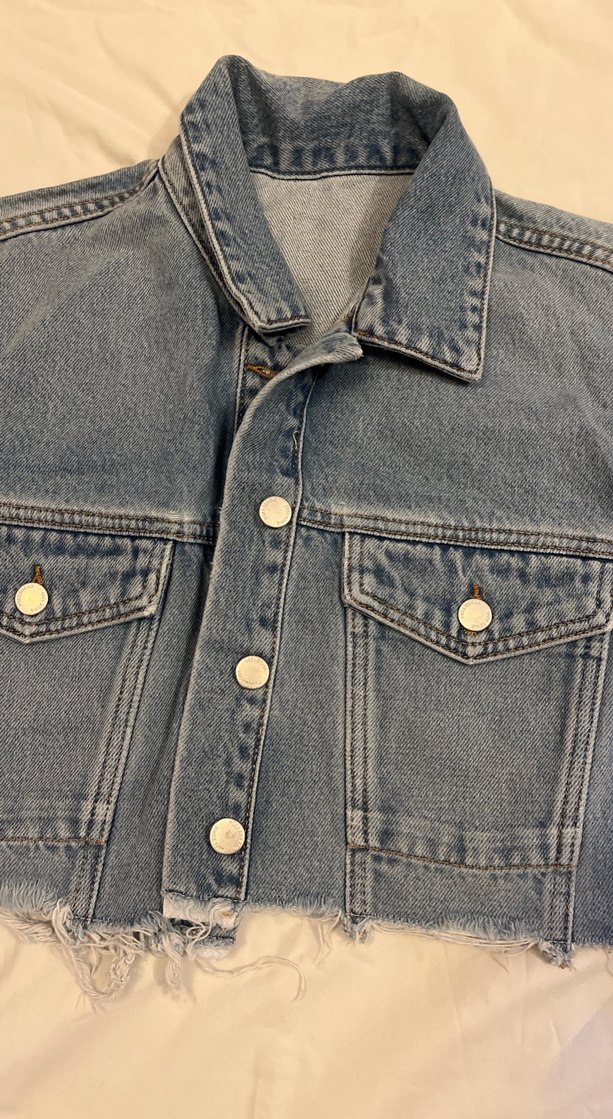 Pull & Bear kısa (cropped) kot ceket. - Görsel 3