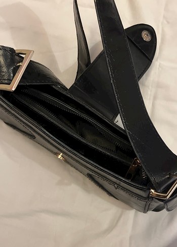 Kemer Detaylı Siyah Deri Gotik Kadın Çanta - Görsel 5