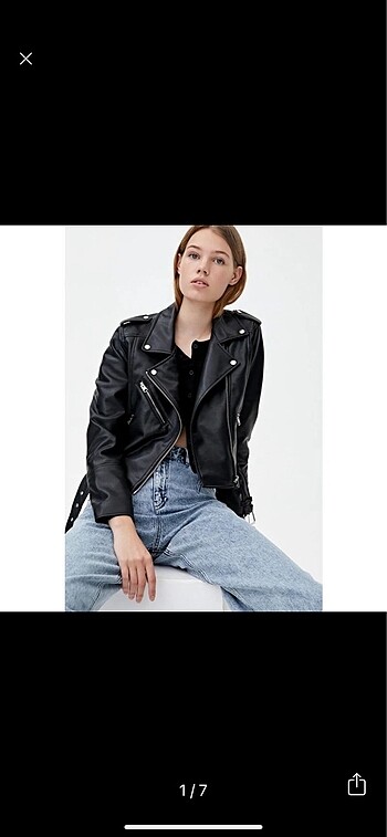 Pull&Bear Suni Deri Biker Ceket