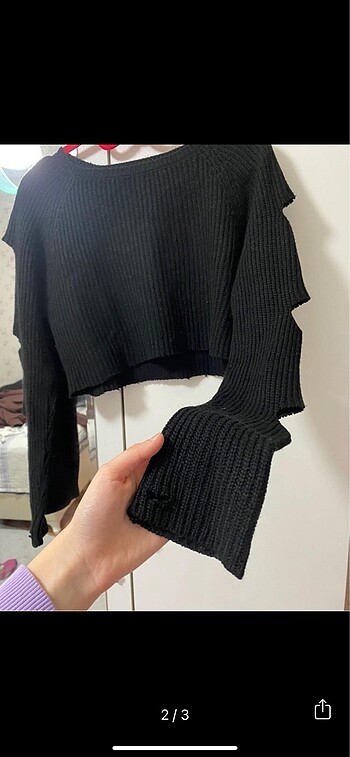 Zara Crop siyah kazak