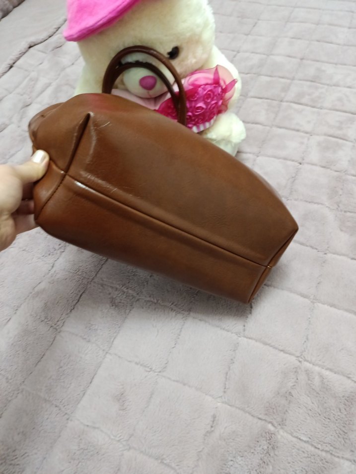 Kahverengi Deri Tokalı Kadın Çanta - Görsel 4