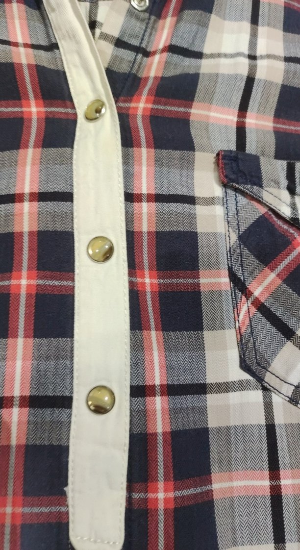 Vintage Düğmeli ekoseli Kadın Gömlek - Görsel 4