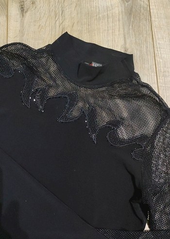 File Detaylı Siyah Balıkçı Yaka Bluz - Görsel 5