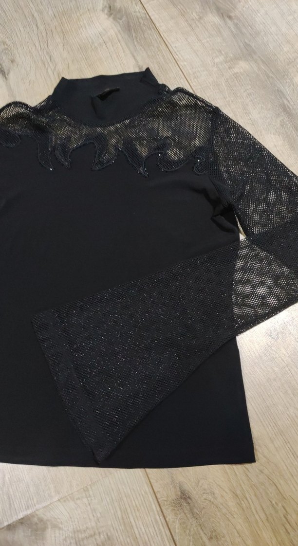 File  Detaylı Siyah Balıkçı Yaka Bluz - Görsel 4