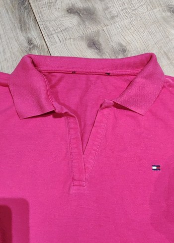 Pembe V Yaka Polo Tişört elbise - Görsel 3