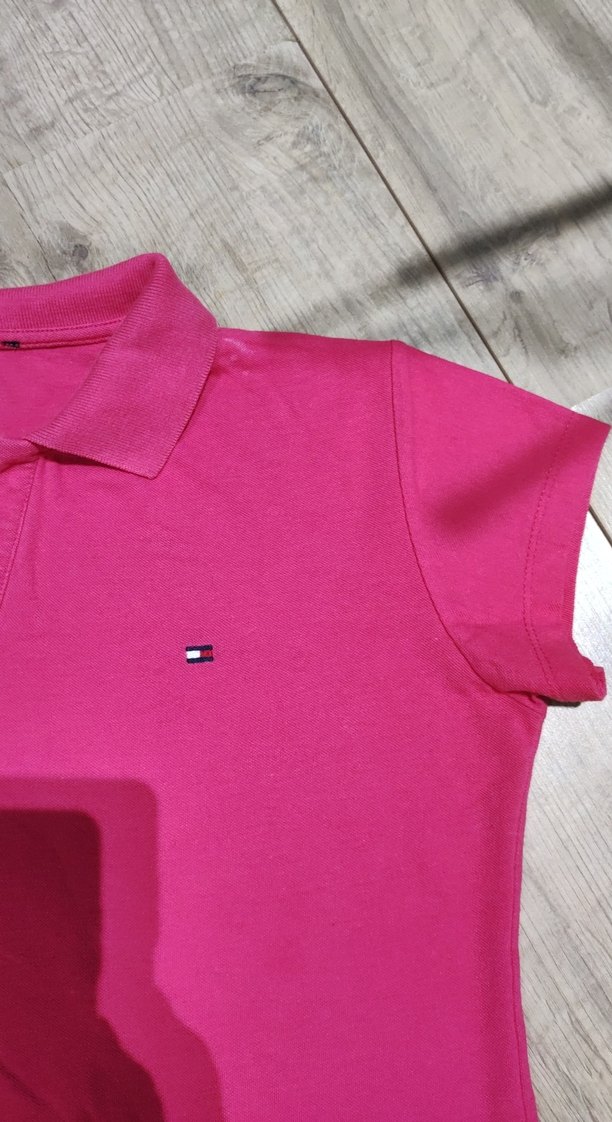 Pembe V Yaka Polo Tişört elbise - Görsel 2