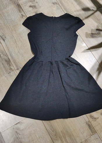 Kemer Detaylı Koyu Gri Kız Elbisesi - Görsel 6