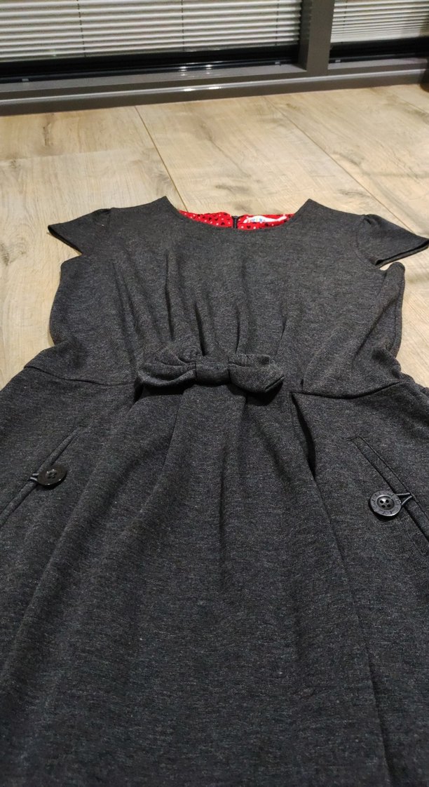 Kemer Detaylı Koyu Gri Kız Elbisesi - Görsel 4