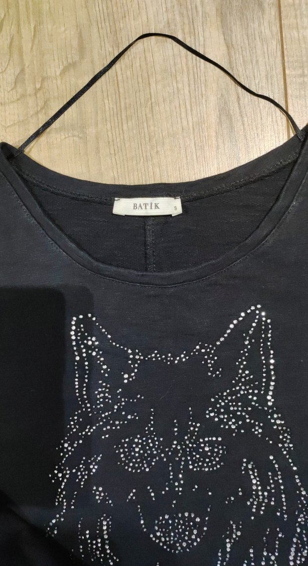 Taşlı Siyah Kadın Tişört - Görsel 4