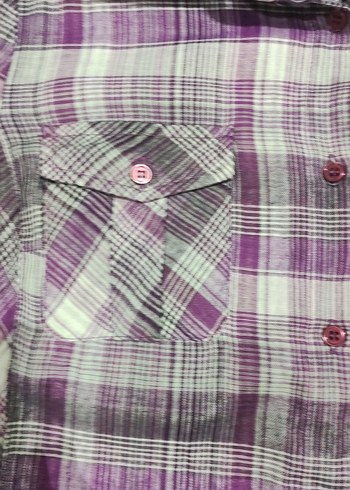 Kadın Mor Düğmeli Uzun Kollu Gömlek - Görsel 2