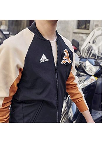 Kadın Lacivert Baskılı Fermuarlı Bomber (Kolej)Ceketi - Görsel 4