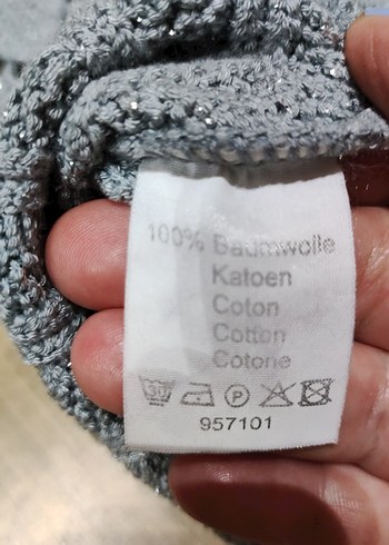 Gri V Yaka Örgü Kadın bluz - Görsel 7