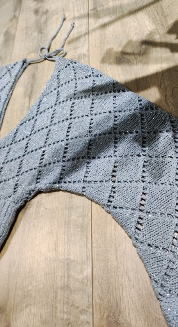 Gri V Yaka Örgü Kadın bluz - Görsel 2