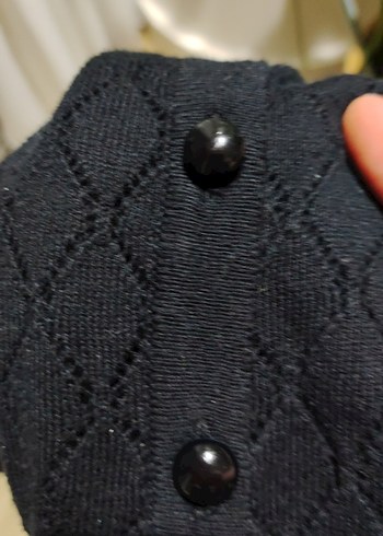 Düğmeli Siyah Kadın Triko Hırka - Görsel 5