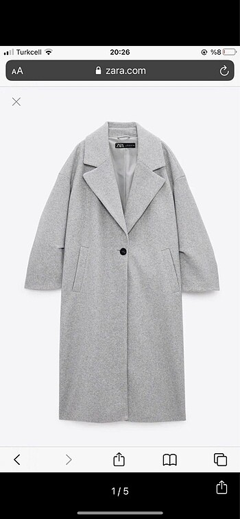 Zara gri oversize kaban