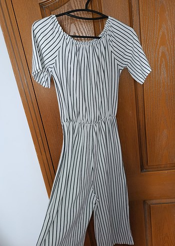 Kadın Uzun Zebra Desenli Tulum - Görsel 2