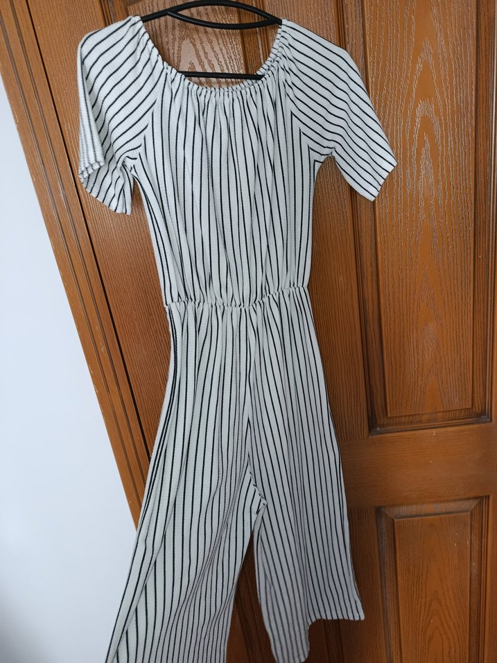 Kadın Uzun Zebra Desenli Tulum - Görsel 3