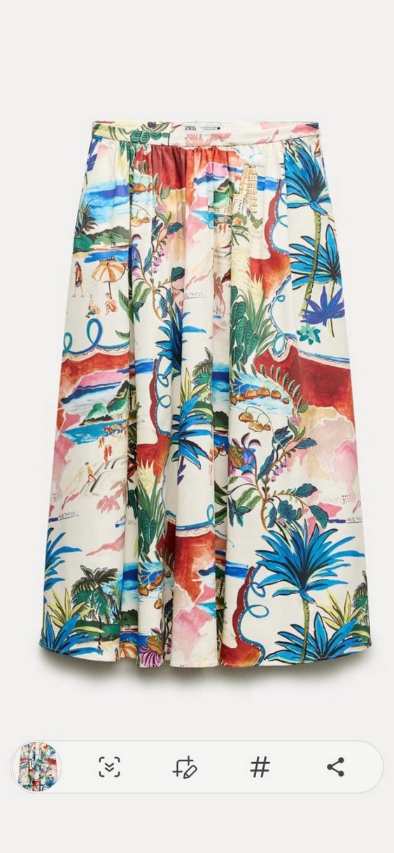 Renkli Desenli Uzun Pilili Midi Etek - Görsel 5